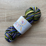 DESTASH - Desert Vista Dyeworks Sock Self Striping Yarn in Bond, James Bond