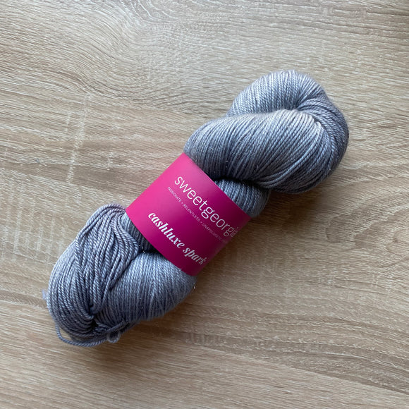 DESTASH - SweetGeorgia Cashluxe Spark Fingering Yarn (Merino/Cashmere/Stellina) Silver