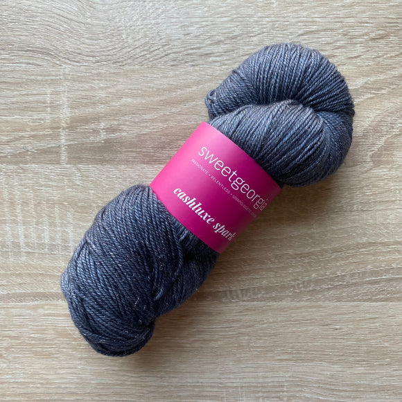 DESTASH - SweetGeorgia Cashluxe Spark Fingering Yarn (Merino/Cashmere/Stellina) Slate